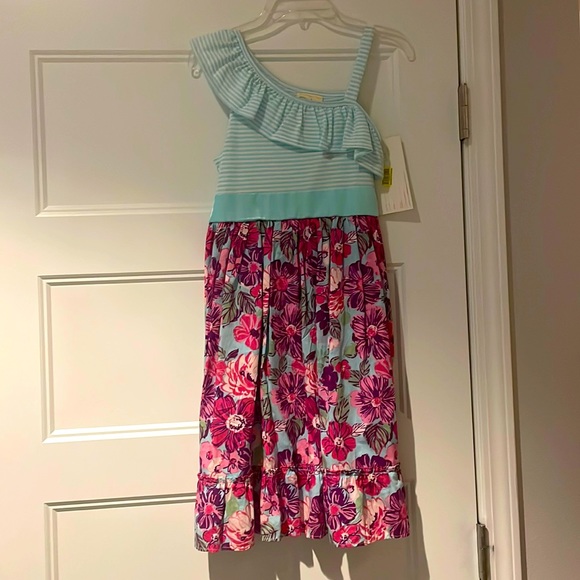Dollie and Me dress in turquoise, pink, and purple. - Picture 1 of 8
